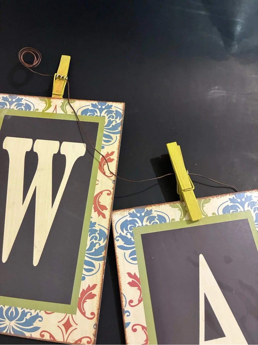 WASH Decorative Hanging Banner - Blue, Red, Cream rustic farmhouse